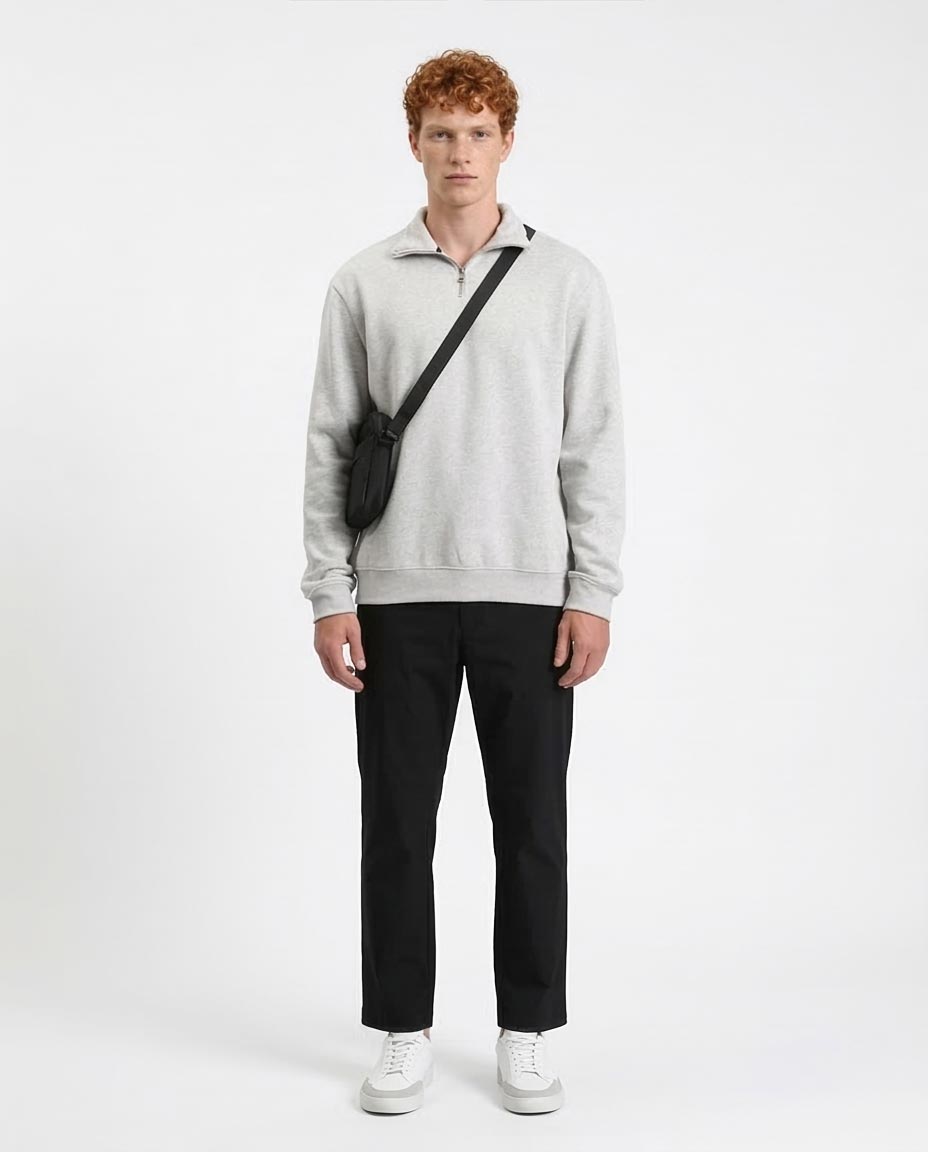 Ravin Men’s Premium Quarter-Zip Melange Sweatshirt - Heather Grey - R212025