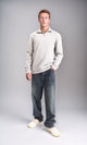 R212025 - Zipped Neck Solid Winter Sweater - Heather Grey