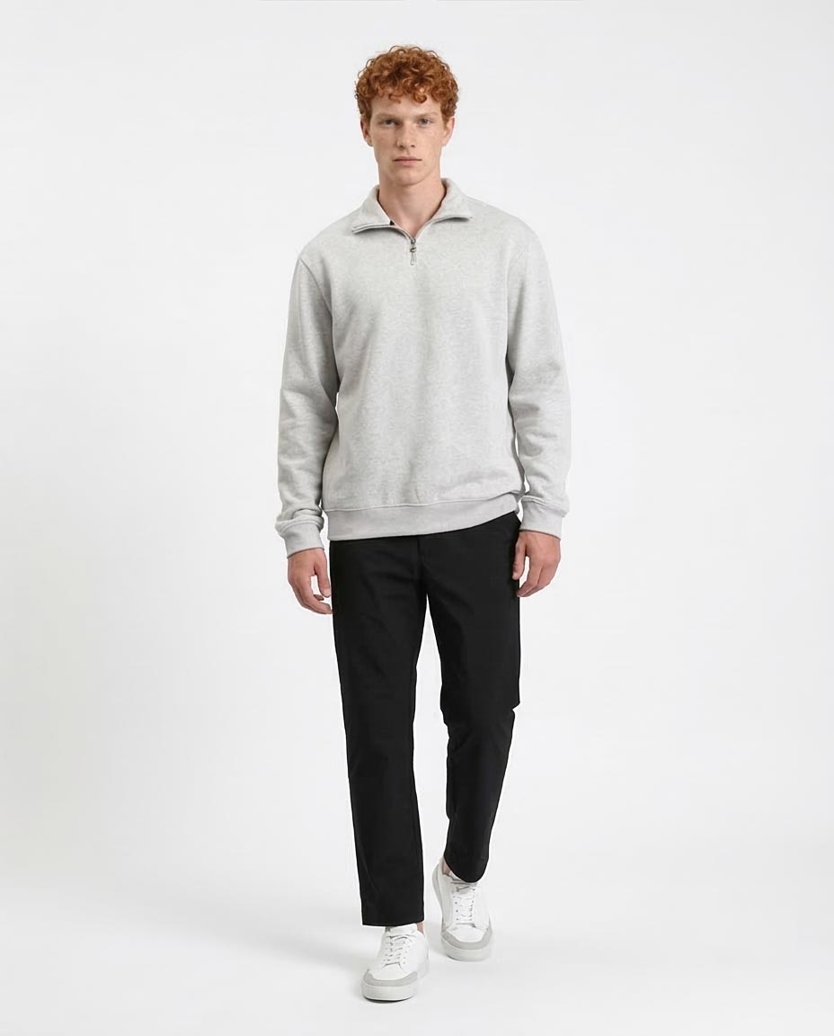Ravin Men’s Premium Quarter-Zip Melange Sweatshirt - Heather Grey - R212025