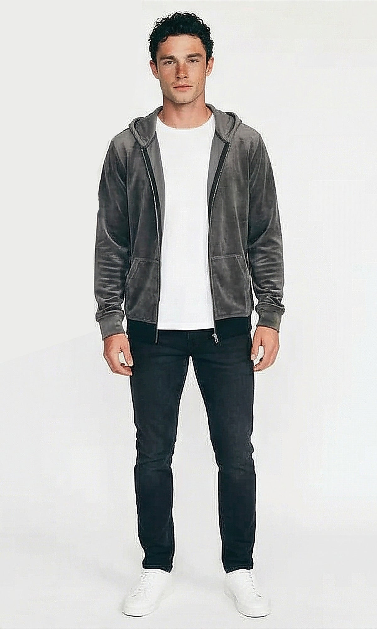 Ravin Men's Charcoal Velour Full-Zip Hoodie