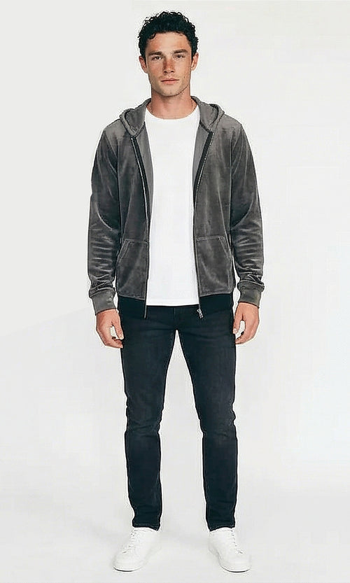 Ravin Men's Charcoal Velour Full-Zip Hoodie