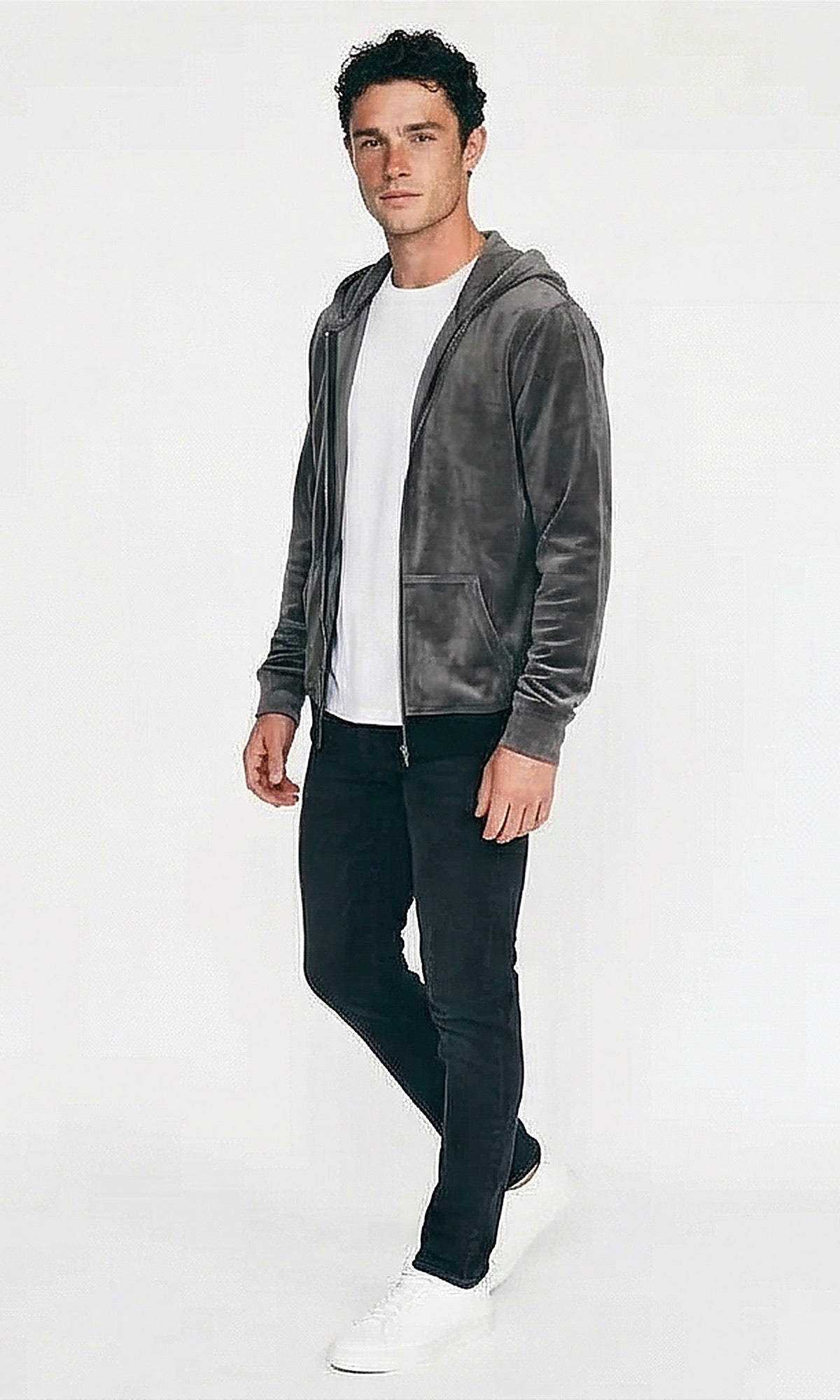 Ravin Men's Charcoal Velour Full-Zip Hoodie