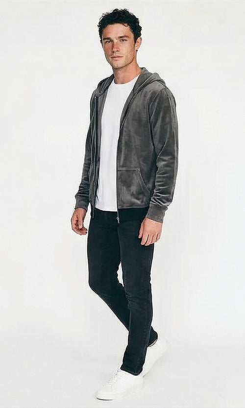 Ravin Men's Charcoal Velour Full-Zip Hoodie