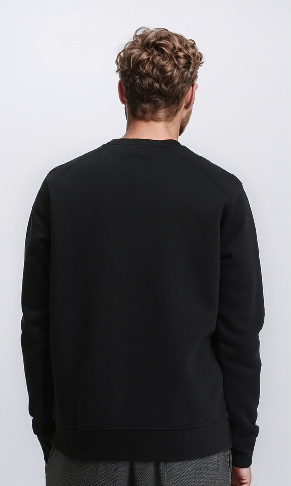 R212031 - Ribbed Round Neck Slip On Sweatshirt - Black