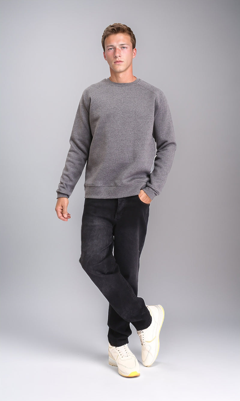 R212032 - Long Sleeves Round Neck Sweatshirt - Heather Dark Grey