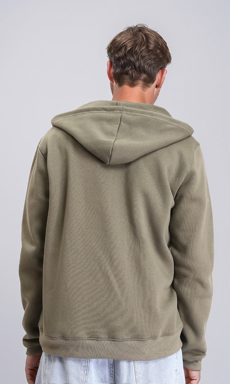R212035 - Hooded Neck Zipped Winter Sweatshirt - Olive