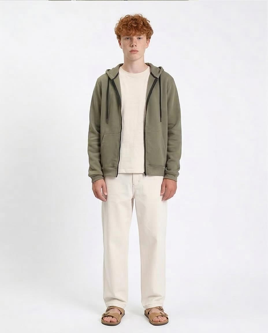 Ravin Men’s Relaxed-Fit Zip-Up Hoodie in Olive Green - R212035