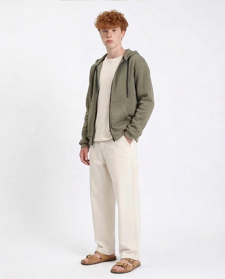 Ravin Men’s Relaxed-Fit Zip-Up Hoodie in Olive Green - R212035