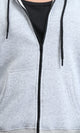 R212036 - Zipper Through Pocket Drawstring Hoodie - Heather Grey