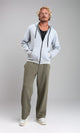 R212036 - Zipper Through Pocket Drawstring Hoodie - Heather Grey