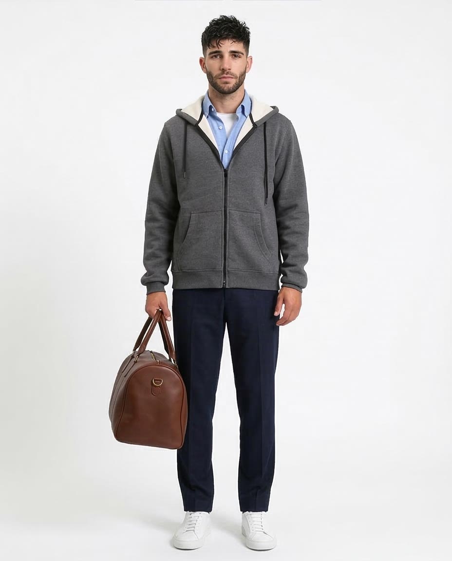 Ravin Men’s Thermal-Lined Zip-Up Hoodie – Charcoal Heather - R212037