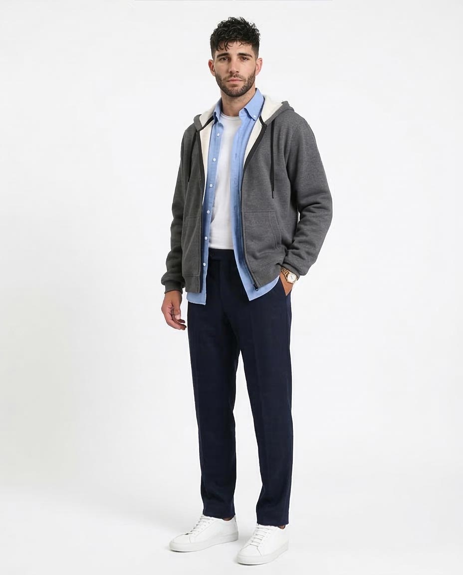 Ravin Men’s Thermal-Lined Zip-Up Hoodie – Charcoal Heather - R212037