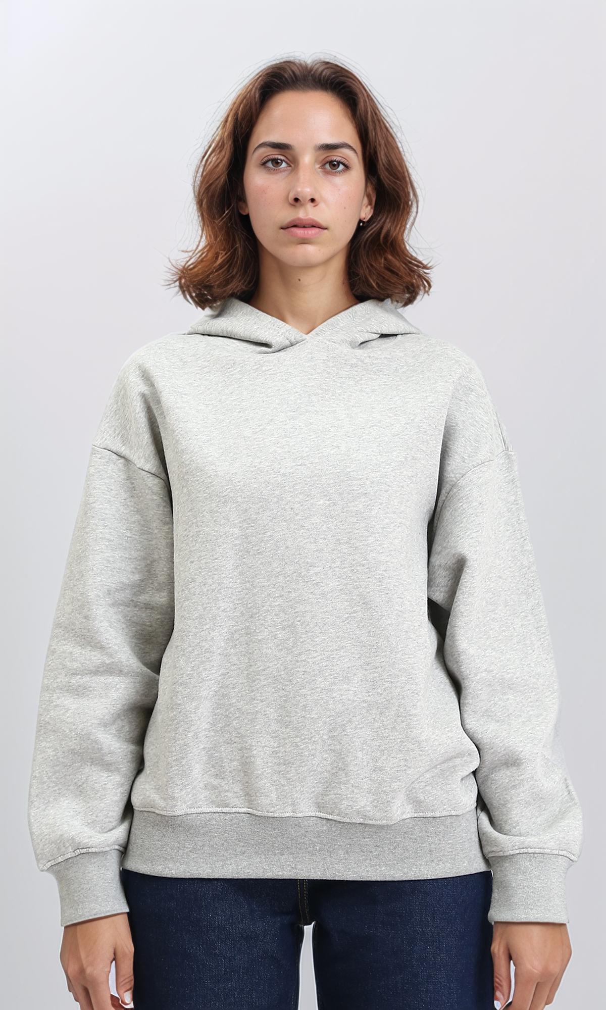 R212038 - Slip On Long Sleeves Casual Hoodie - Heather Grey