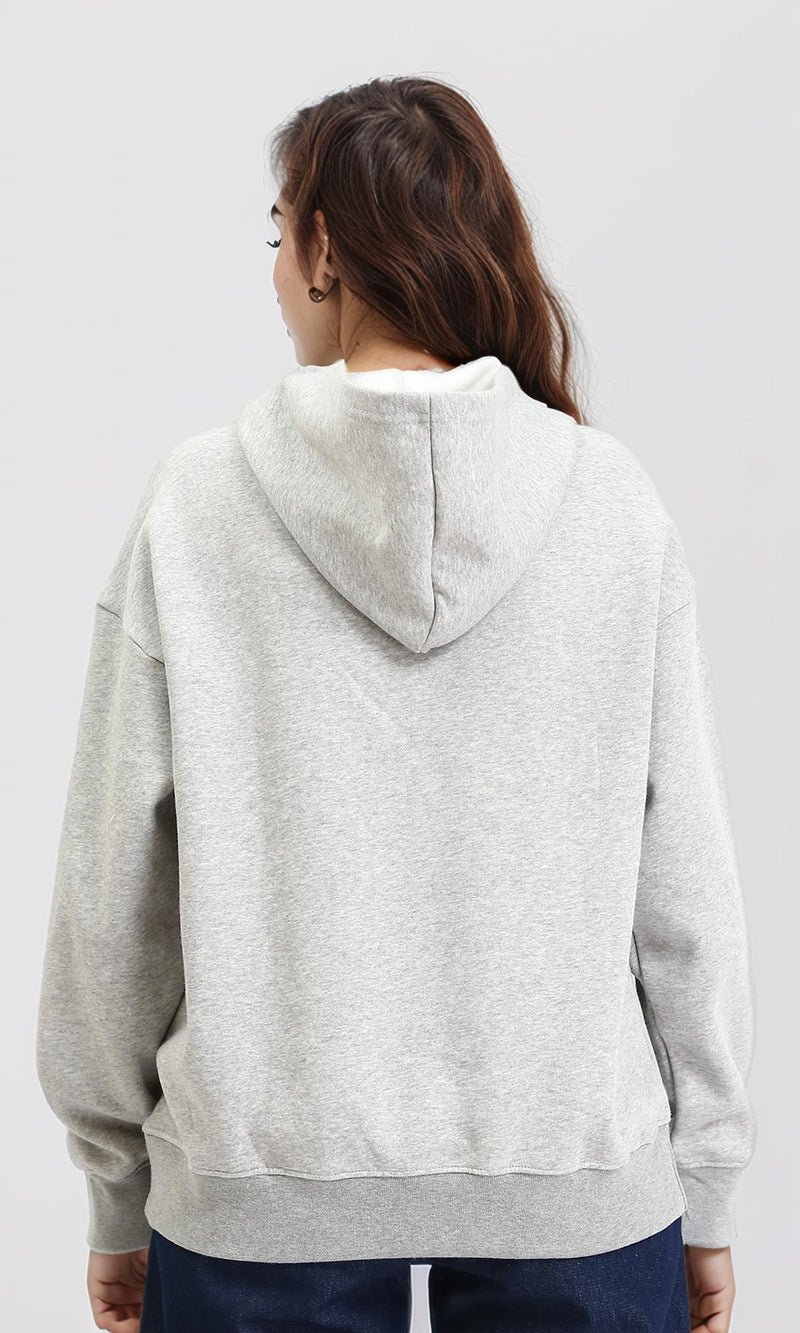 R212038 - Slip On Long Sleeves Casual Hoodie - Heather Grey