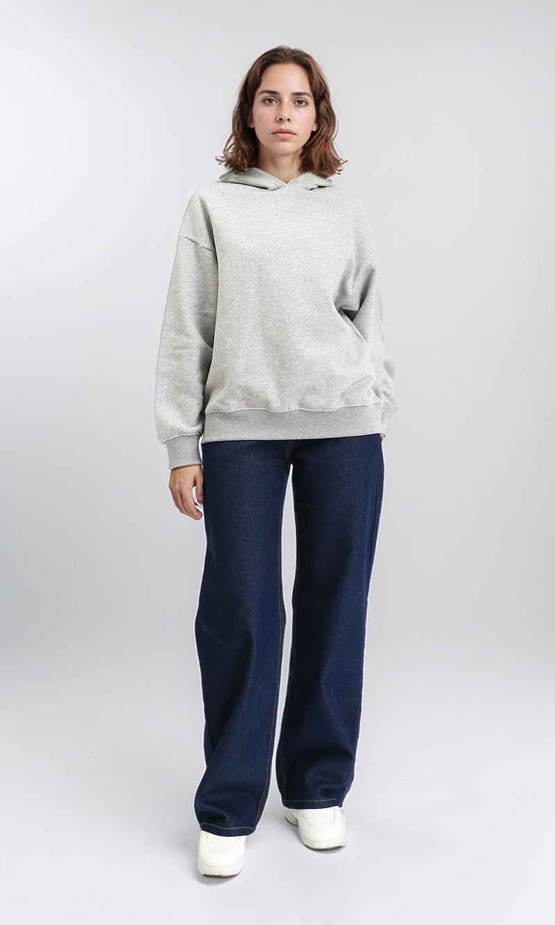 R212038 - Slip On Long Sleeves Casual Hoodie - Heather Grey