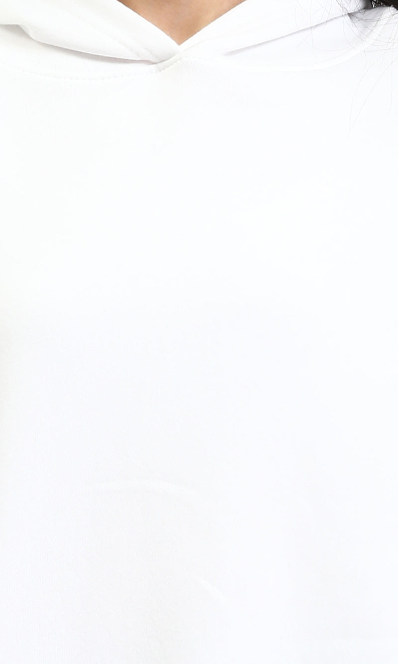 R212039 - Slip On Solid Long Sleeves Hoodie - White