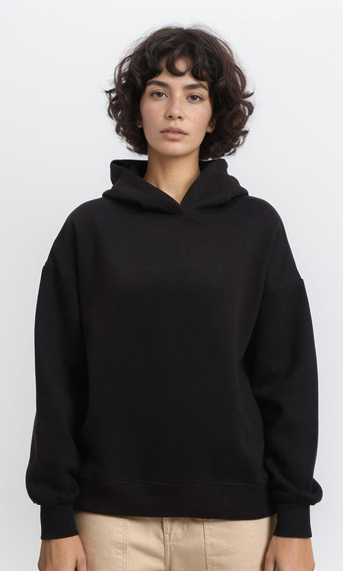 R212040 - Solid Slip On Casual Hoodie - Black