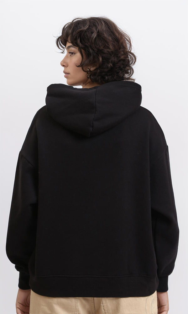 R212040 - Solid Slip On Casual Hoodie - Black