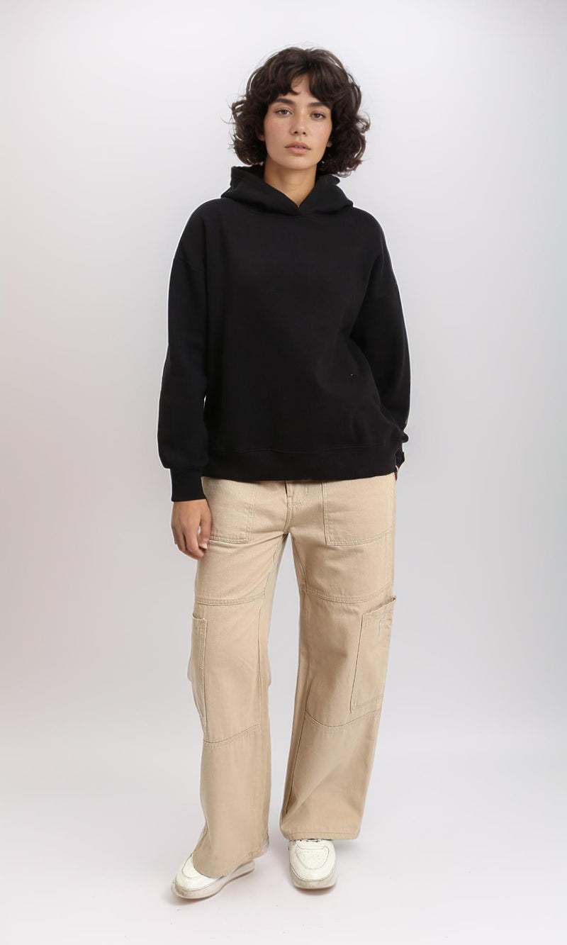 R212040 - Solid Slip On Casual Hoodie - Black