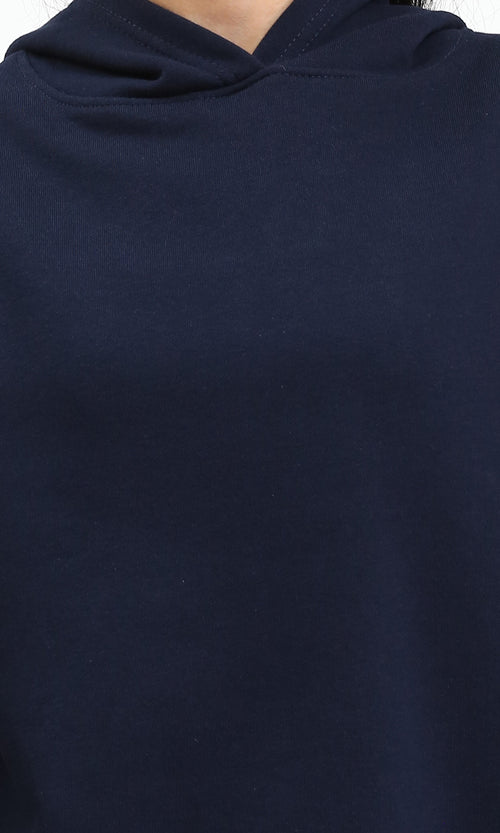R212041 - Slip On Long Sleeves Casual Hoodie - Navy Blue