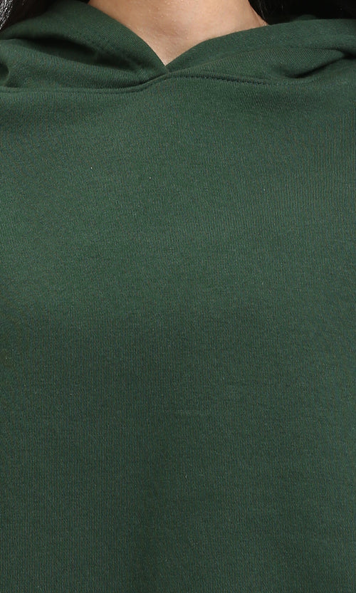 R212043 - Slip On Solid Long Sleeves Hoodie - Dark Green