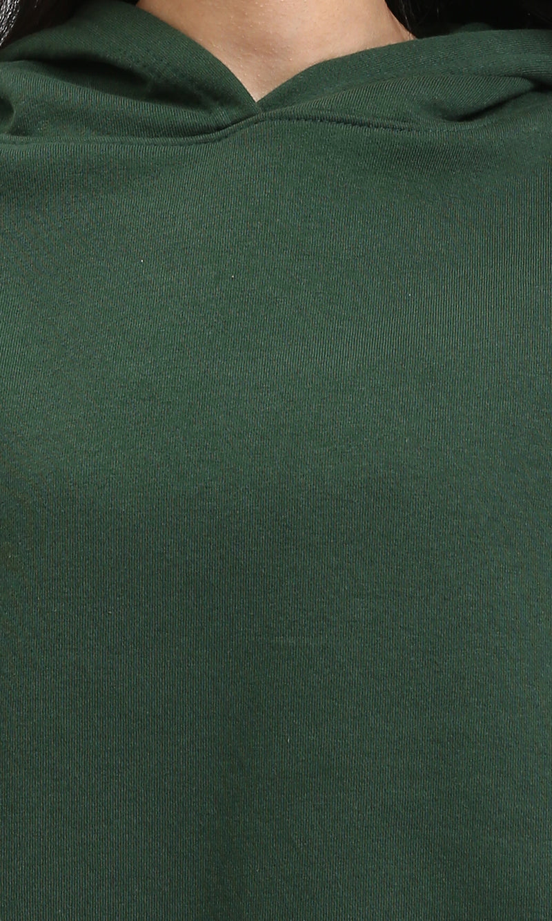 R212043 - Slip On Solid Long Sleeves Hoodie - Dark Green