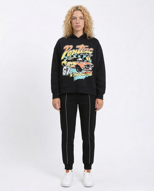 Ravin '67 Pontiac Firebird Graphic Oversized Hoodie – Black - R212044