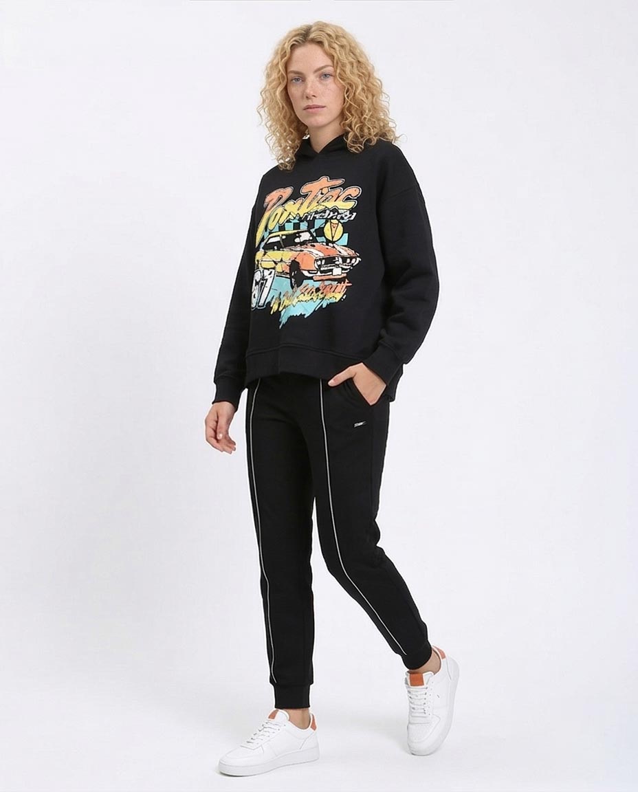 Ravin '67 Pontiac Firebird Graphic Oversized Hoodie – Black - R212044