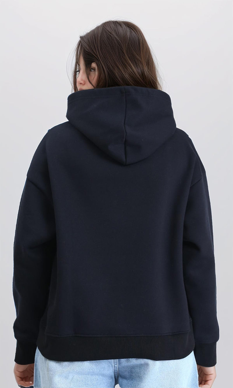 R212045 - Printed Slip On Winter Hoodie - Black