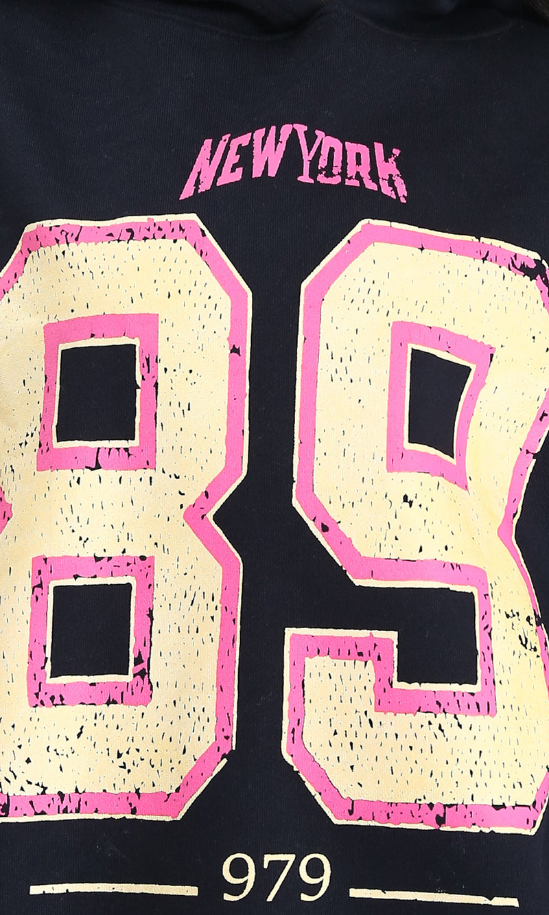 R212045 - Printed Slip On Winter Hoodie - Black