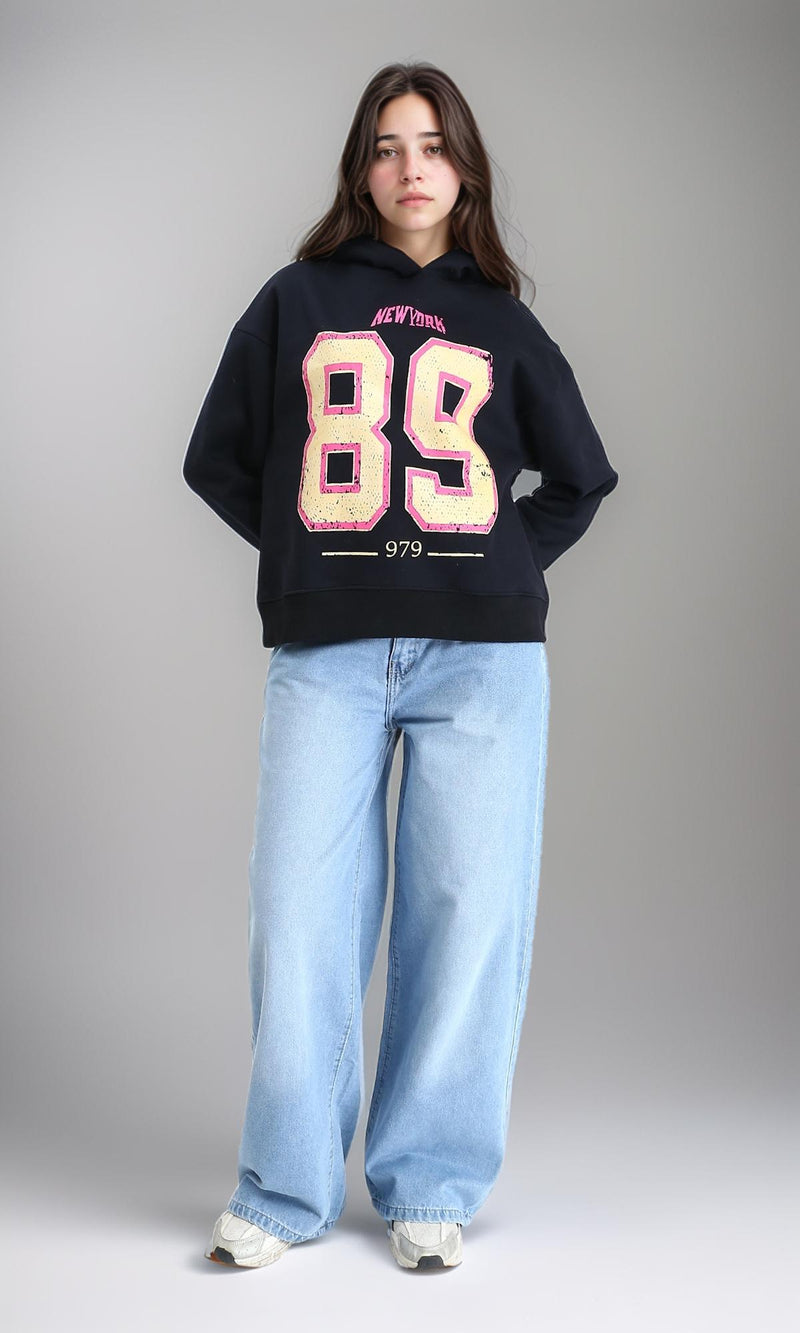 R212045 - Printed Slip On Winter Hoodie - Black