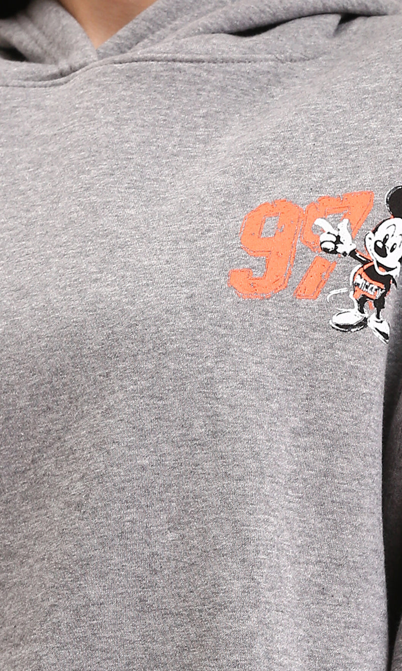 R212050 - Printed Mickey Mouse Slip On Hoodie - Heather Grey