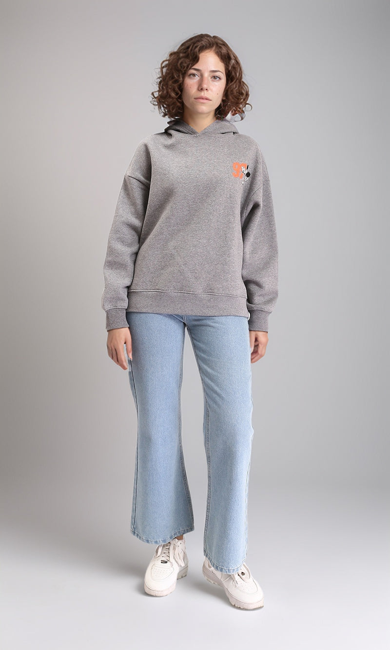 R212050 - Printed Mickey Mouse Slip On Hoodie - Heather Grey