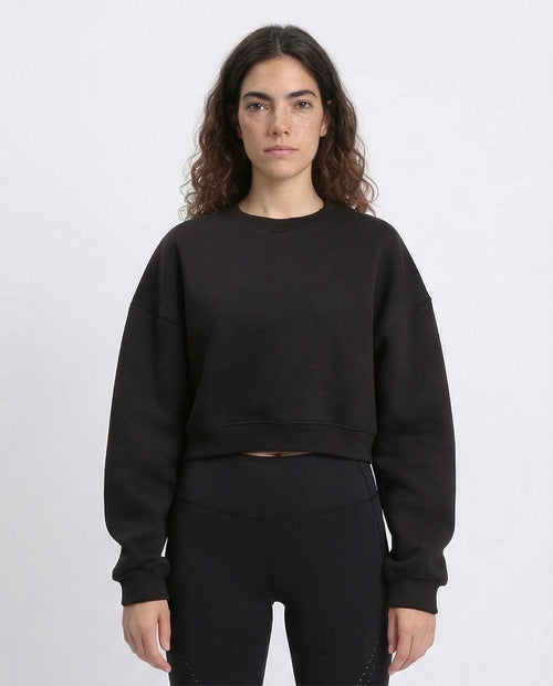 Women's Sport Luxe Cropped Crewneck Sweatshirt - Black