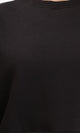 R212056 - Round Neck Slip On Short Sweatshirt - Black