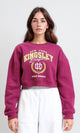 R212059 - Long Sleeves "Kingsley" Print Short Sweatshirt - Berry