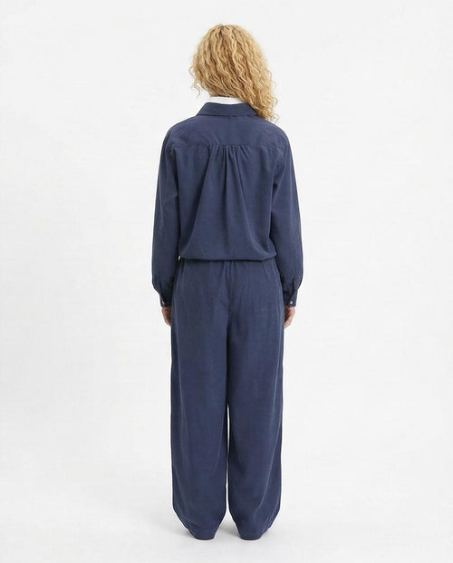 RAVIN — Periwinkle Corduroy Co-ord Set: Relaxed Button-Down & Wide-Leg Trouser - Grey - R212070