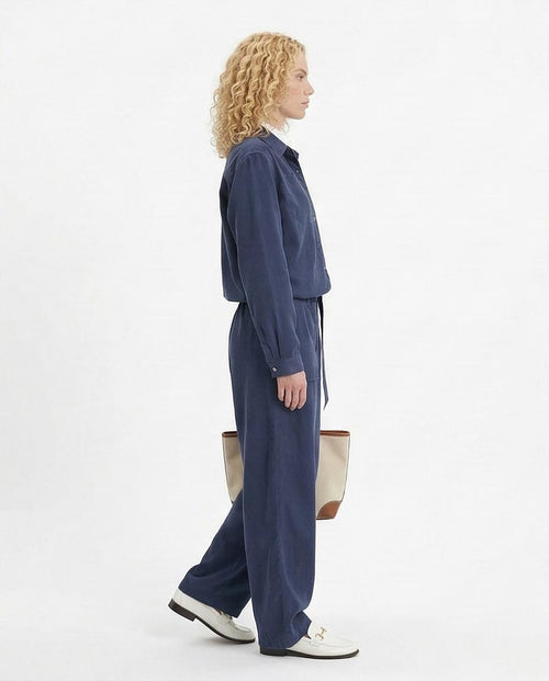 RAVIN — Periwinkle Corduroy Co-ord Set: Relaxed Button-Down & Wide-Leg Trouser - Grey - R212070