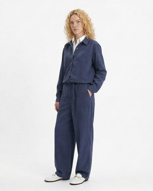 RAVIN — Periwinkle Corduroy Co-ord Set: Relaxed Button-Down & Wide-Leg Trouser - Grey - R212070