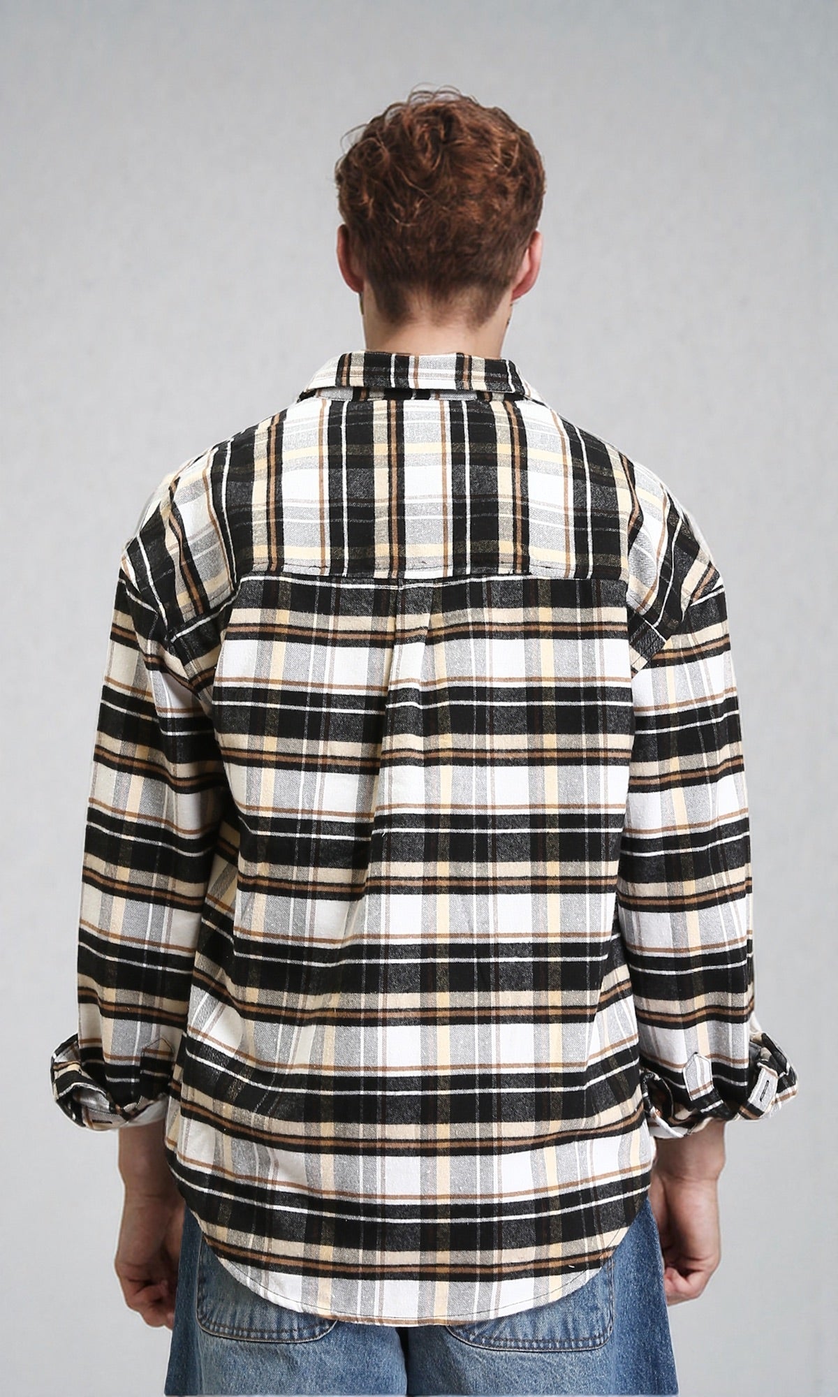 R212078 - Long Sleeves Plaids Casual Shirt - Camel & White