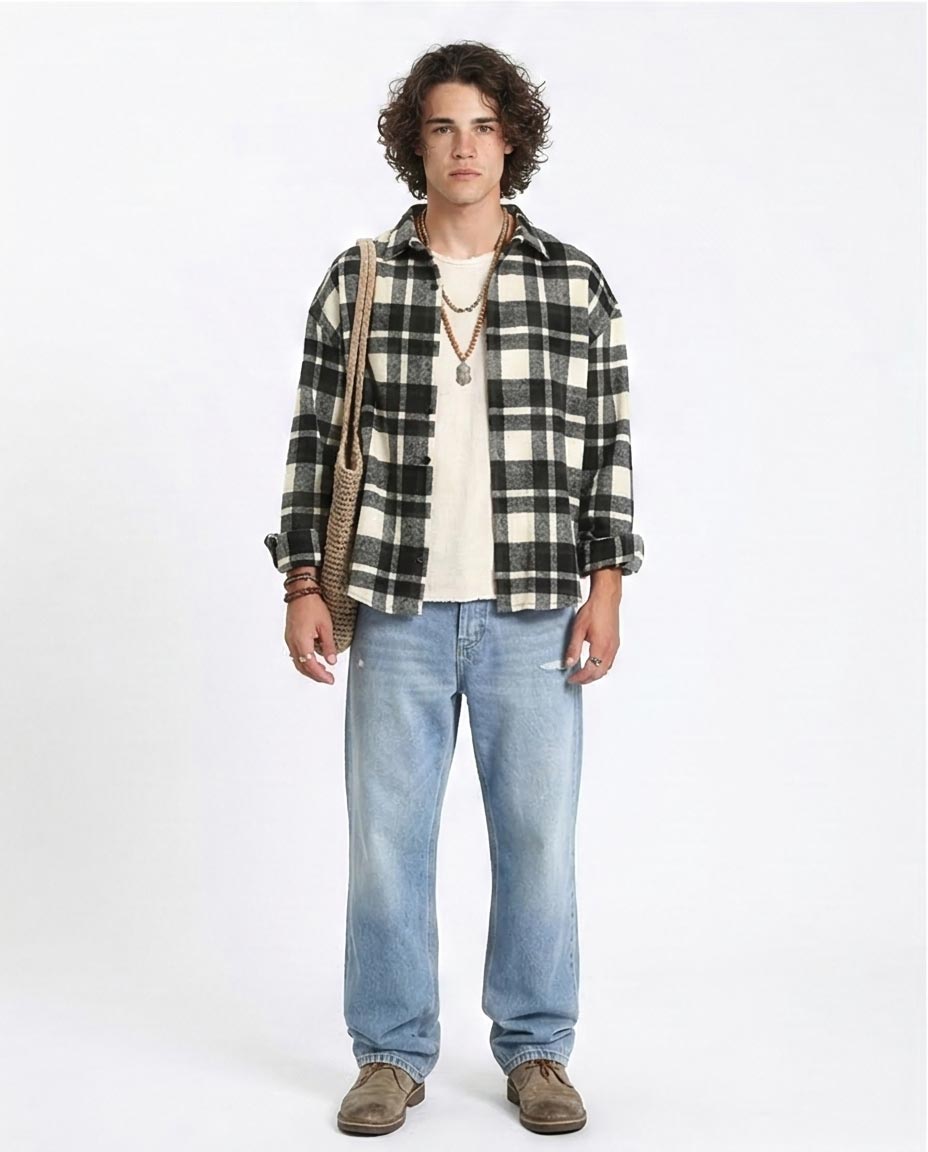 Ravin Oversized Brushed Flannel Buffalo Plaid Shirt - R212081