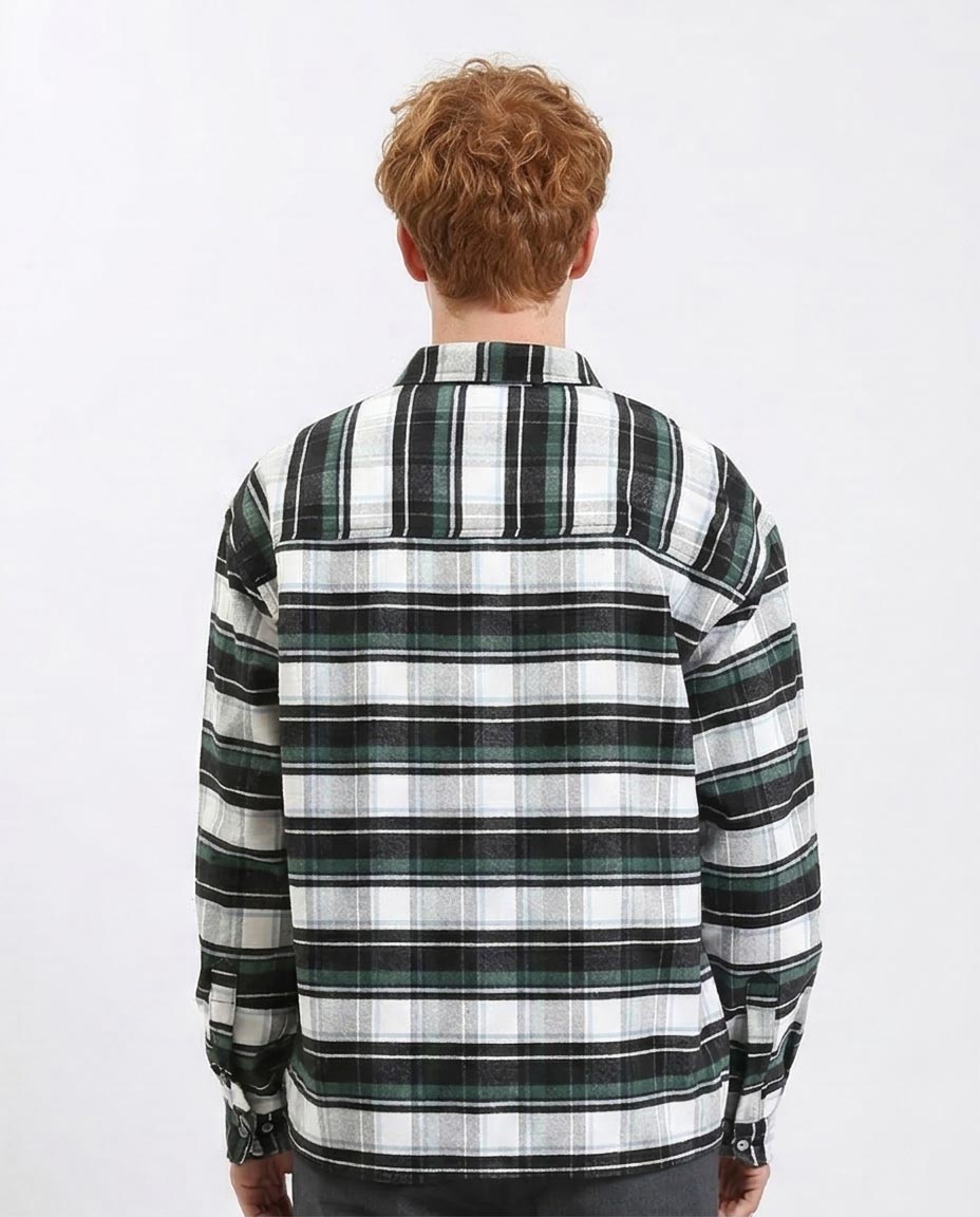 Ravin Men's Relaxed Fit Forest Green Plaid Flannel Shacket - R212084