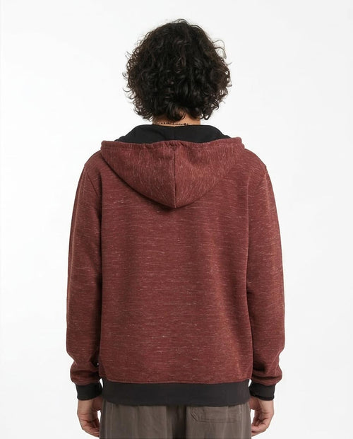 Ravin Men’s Space-Dye Zip-Up Hoodie with Contrast Trim – Burgundy/Black - R212098
