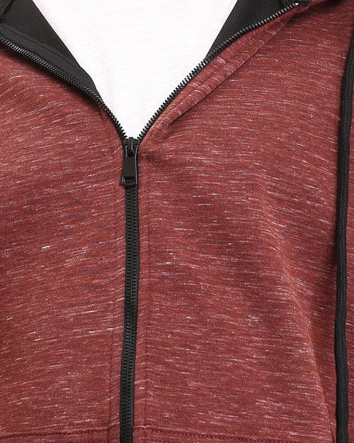 Ravin Men’s Space-Dye Zip-Up Hoodie with Contrast Trim – Burgundy/Black - R212098