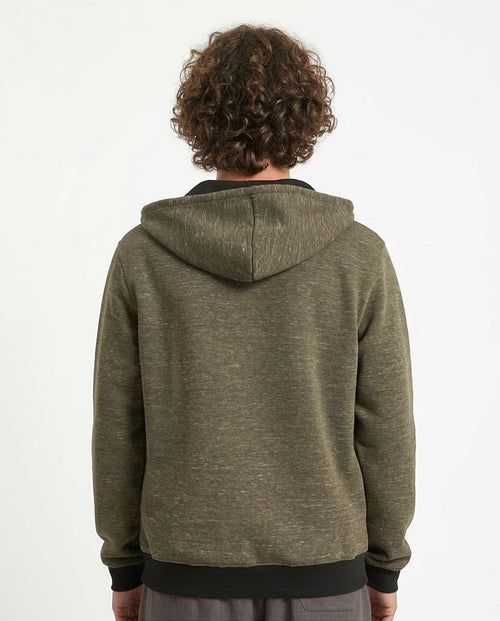 Ravin Men’s Marled Zip-Up Hoodie with Contrast Ribbing – Olive - R212099