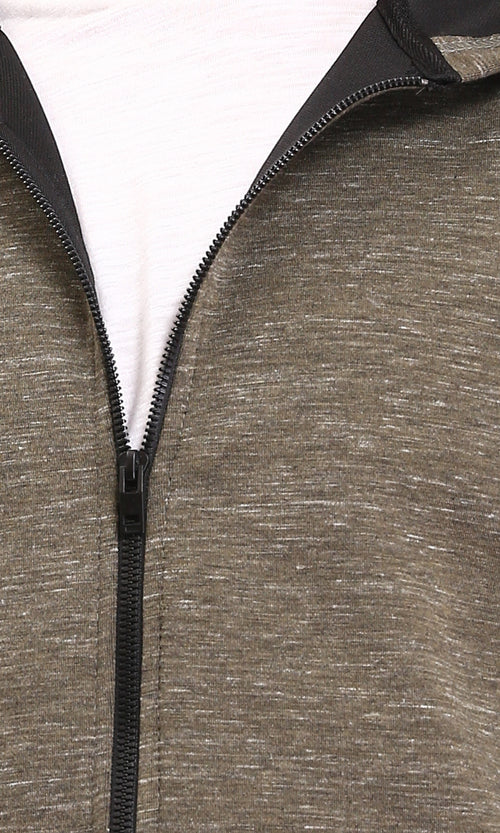 R212099 - Hooded Neck Long Sleeves Sweatshirt - Heather Olive