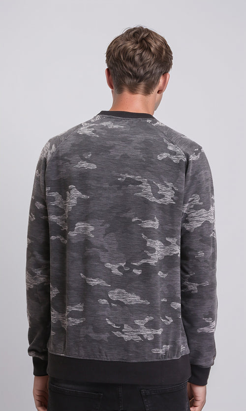 R212102 - Regular Fit Camouflage Slip On Sweatshirt - Heather Dark Grey