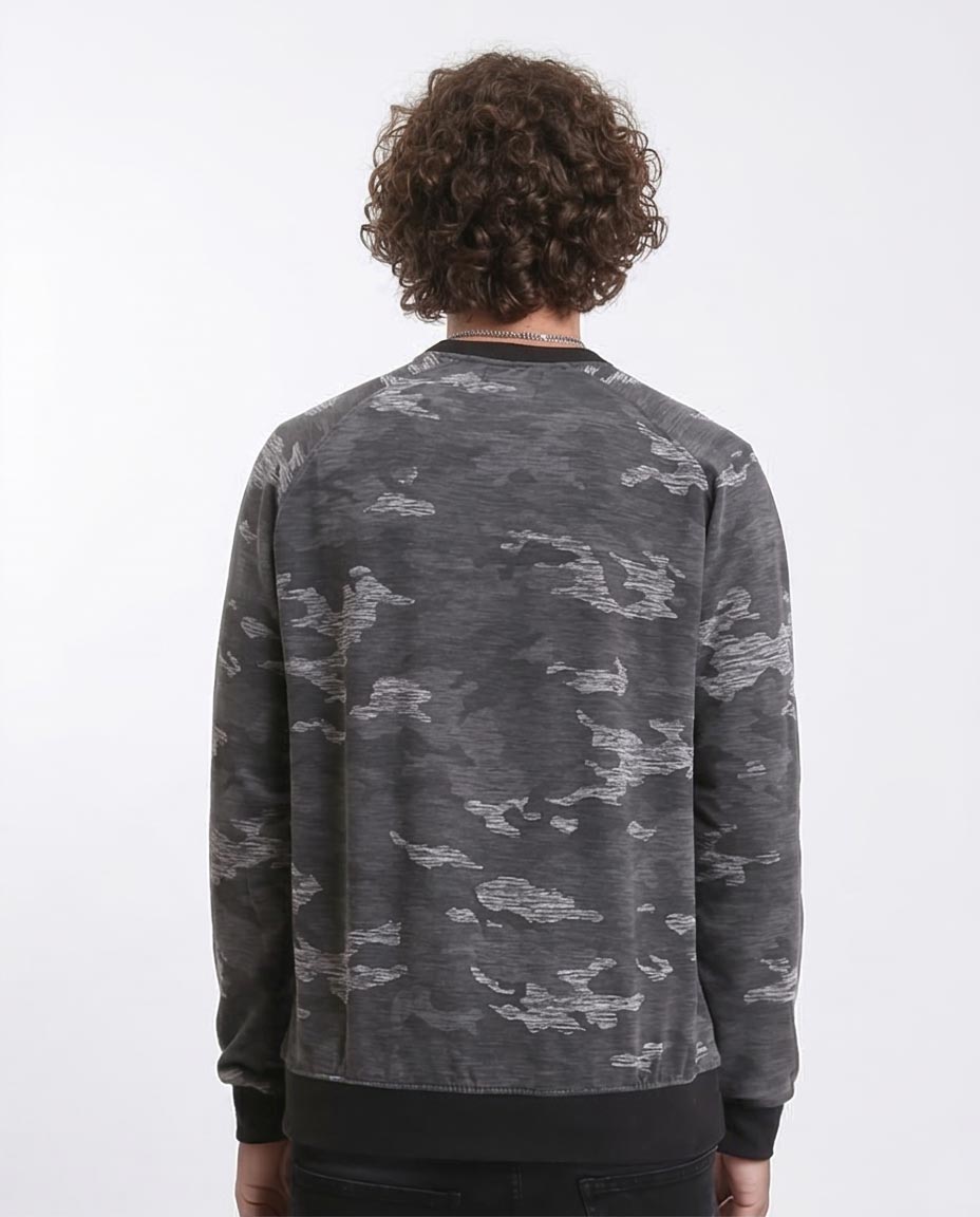 Ravin Men's Camo Raglan Sweatshirt with Static Detailing — Charcoal Grey - R212102