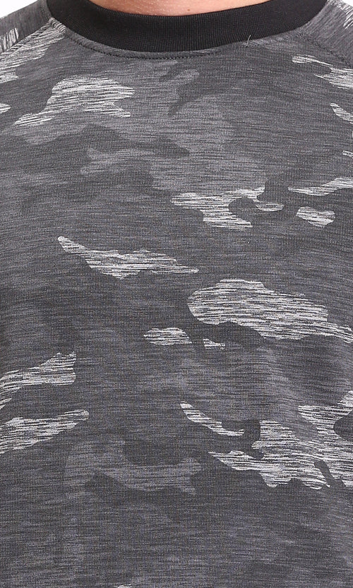 R212102 - Regular Fit Camouflage Slip On Sweatshirt - Heather Dark Grey