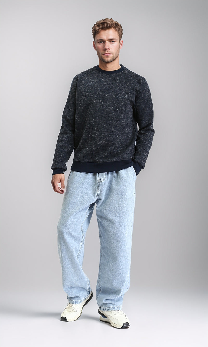 R212103 - Slip On Round Neck Casual Sweatshirt - Heather Navy Blue